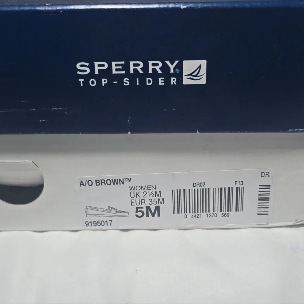 Sperry Top-Sider A/O Womens Brown Leather Boat Shoes 5M Multi-Color Laces New[3J